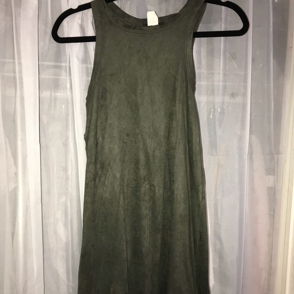Sleeveless olive green mini dress - Picture 1 of 2
